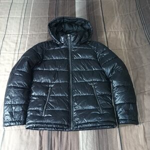 Men's Guess Shiny Black Hooded Puffer Jacket S